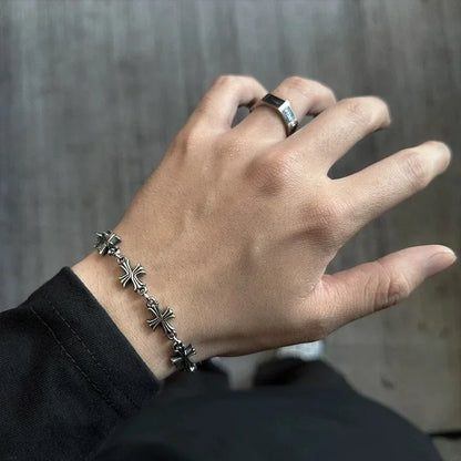 Retro Splice Design Cross Pattern Necklace Unisex Fashionable Versatile High-End Feeling Hip Hop Vintage Bracelet Necklace